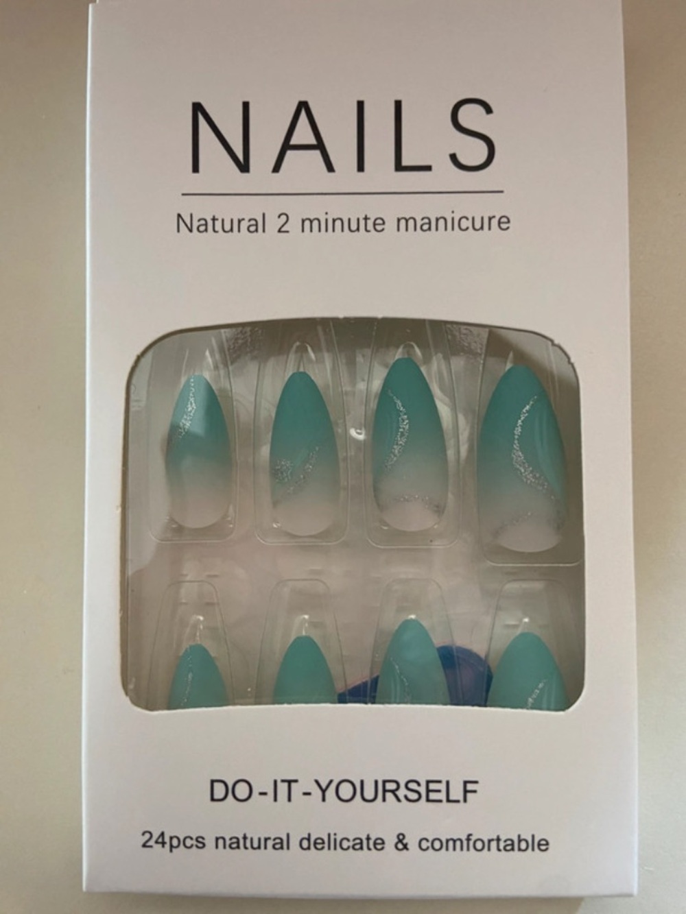 Teal Ombre Press-On Nails - Do-It-Yourself Set